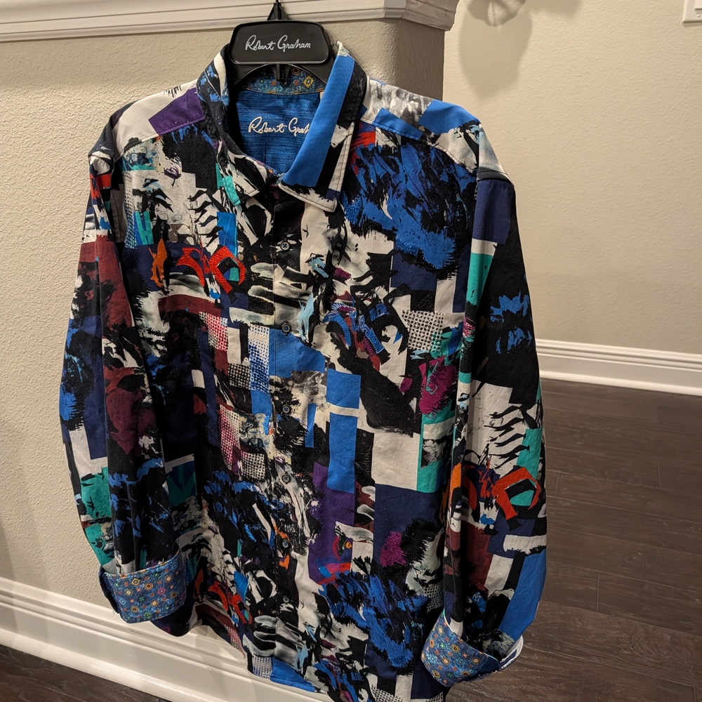 Robert Graham Multicolor Abstract  Pop Art Shirt With Vibrant Colors